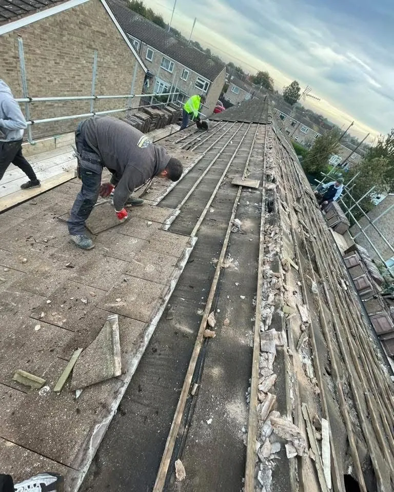 Roof strip and re-felt in progress in Polperro